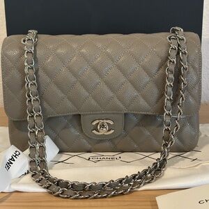 Taupe/Grey Double Flap Bag